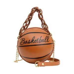 Basketball Shaped Crossbody Handbag- Chain Handle -Brown - NWT